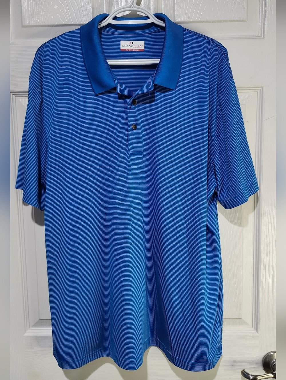 💋5/$25 Grand Slam Men's Blue Micro-Striped Performance Polo Size XL